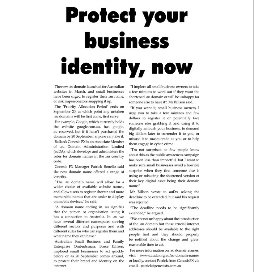 Protect your business identity now