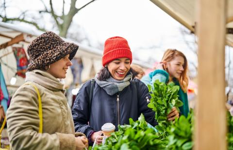 customers shopping in winter